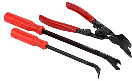 Yctze Türverkleidungs-Zange, 3-teilige Türverkleidungsnieten Clips Zangen Befestigungsentferner Abzieher Stemmeisen-Werkzeugsatz für alu nieten entferner,automotive trim tools,werkzeug zum entfernen v