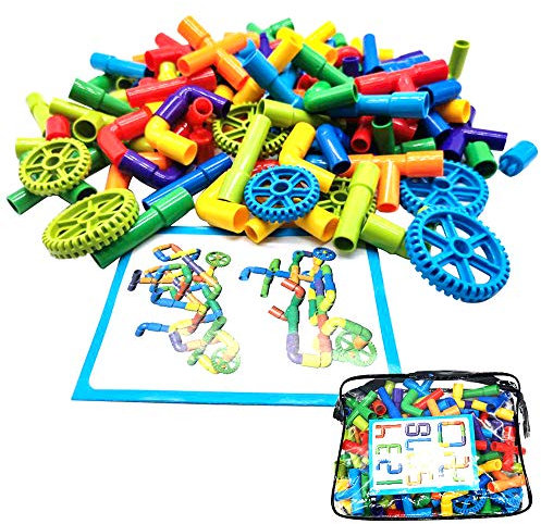 TourKing - Lot de 102 briques de construction pour tuyaux - À monter soi-même - Avec roues - Pour enfants de 3 ans