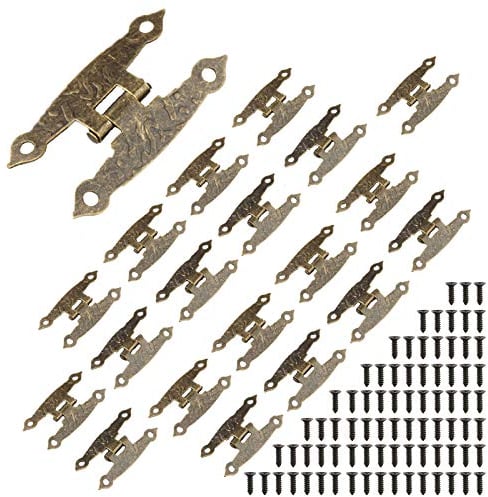 20 Pcs Charnières Antiques, Charniere Decorative, Charniere de Placard pour Armoires, Portes d'armoires, Coffres, Boîtes, Boîtes de Conserve, Style Rétro De Quincaillerie Equipé De Vis