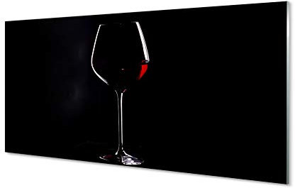 Tulup Impression sur Verre vin 140x70cm Tableau Decoration Murale Photo Image - Fond Noir avec Un Verre de vin