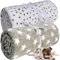 LeerKing Hundedecke flauschig Katzendecke waschbar Fleecedecke Kuscheldecke für Sofa Hundebett und Auto 2er Pack Hellgrau Weiß 100 * 150cm