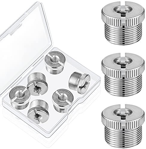 6 Stück Mikrofonständer-Adapter 5/8 Zoll Stecker auf 1/4 Zoll Buchse Mikrofonständer Adapter Mic Schraubadapter Mic Gewinde Adapter für Mikrofonständer Halterung, Silber