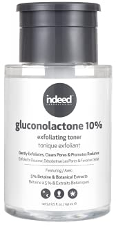 Indeed Labs Gluconolactone 10% Peeling-Toner, klar, hellt Verfärbungen auf, reinigt Poren, spendet Feuchtigkeit und beruhigt die Haut