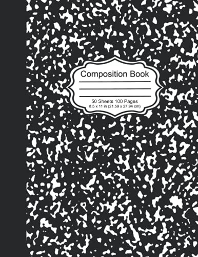 Marble Cover Composition Book with 50 Sheets / 100 Pages of Wide Ruled White Paper: College Ruled Composition Notebook, Home School Supplies for College Students