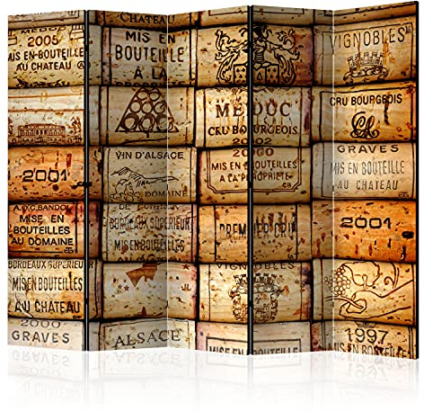 murando Raumteiler Foto Paravent Retro Vintage 225x172 cm beidseitig auf Vlies-Leinwand Bedruckt Trennwand Spanische Wand Sichtschutz Raumtrenner Design Aufschriften Wein Holzoptik braun j-B-0021-z-c