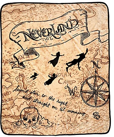 Disney Peter Pan Neverland Map Micro Raschel Überwurfdecke, 116 x 152 cm