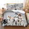 YDYRX Bettwäsche 135x200 Grauer Husky Bettbezug mit Reißverschluss und 2 Kissenbezug 80x80 cm, Für Kinder Einzelbett - Atmungsaktive Mikrofaser