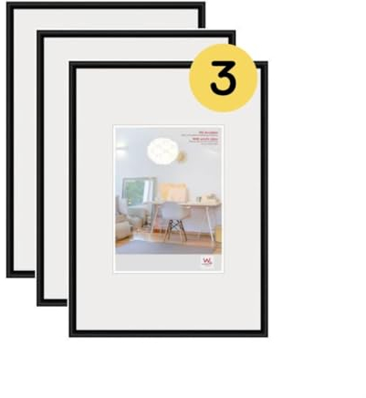 walther design Cadre photo walther design noir 29,7 x 42 cm (DIN A3) avec verre d’art 3 pack, cadre en plastique New Lifestyle KVX342B3