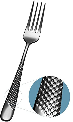 Xideman Lot de 6 fourchettes en acier inoxydable 18/10, petites fourchettes de service de 20 cm (noir)