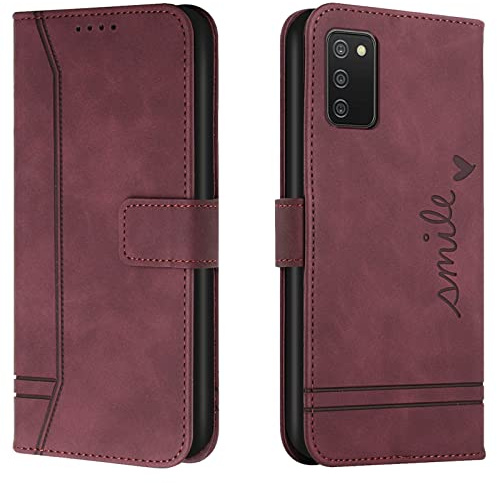 Lihondar Kompatibel mit Samsung Galaxy A02S/ M02S Hülle, Handyhülle Samsung A02S, M02S Leder Klappbar Schutzhülle Wallet Brieftasche Cover Flip Case für Samsung A02S/ M02S Klapphülle (Rot)