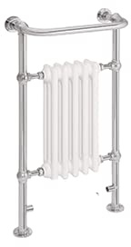 AQUAWORLD Traditional Victorian Style Heated Towel Rails Using Low Carbon Steel Floor Mounted Towel Warmer Rack Chrome Finished Bathroom with Radiator (5 Column, White)