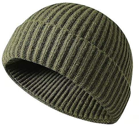 Retro Trawler Winter Beanie Hat, Unisex Fischermütze Dockermütze Rollmütze Winter Hut Baseballkappe Cappello Antivento (Grün)
