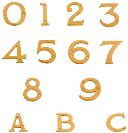 Polished Brass Numerals Door Numbers 0-9 & Letter A-C 2.5/8 - 65mm - 3 - 76mm (9)