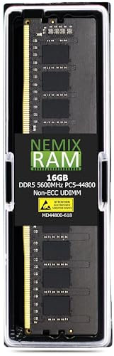 NEMIX RAM Memoria da 16 GB (1 x 16 GB) DDR5 5600 MHZ PC5-44800 1Rx8 1,1 V CL46 288-PIN Non-ECC unbuffered UDIMM Desktop PC