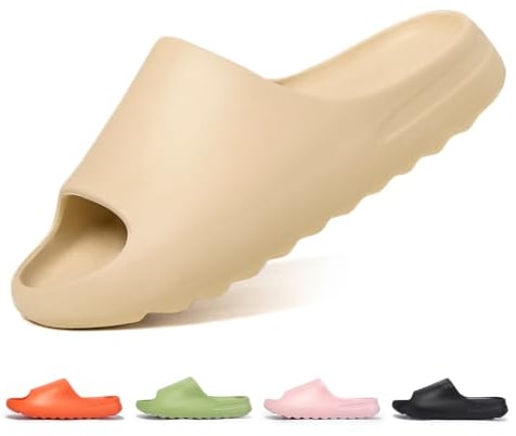 Ciabatte Uomo Donna Estive da Casa Pantofole Cozy Slides Foam Slide Sliders Piscina Scarpe Slippers Gomma Mare Sandali, Beige, 38 EU