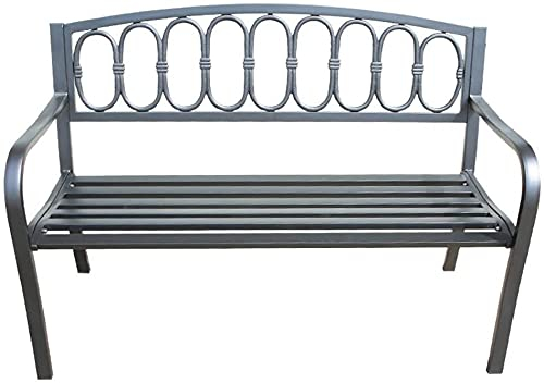 Terrassen-Bank für den Außenbereich, für die Veranda, Gartenliege aus Metall, mit Stahlrahmen aus Gusseisen, Außenbank aus Schmiedeeisen