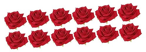 Beavorty 12pièces Pince à Cheveux Rose Artificiel Accessoire Élégant Pour Filles Pour Mariages Festivals Et à Hawaï Rouge