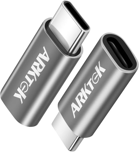 ARKTEK Lightning auf USB C Adapter, USB Typ C Stecker auf Beleuchtung Buchse Ladekabel Adapter für iPhone 15 Serie Galaxy S23 Pixel 8 Mate Pro 60 und mehr nur zum Laden (2er-Pack, Grau)
