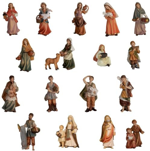 FADEDA 18x Markus-Krippenfiguren, Zusatzfiguren/Höhe:11 cm/handbemalt/detailgetreue Krippen Figuren - Weihnachten Tisch Dekoration Krippe Zubehör