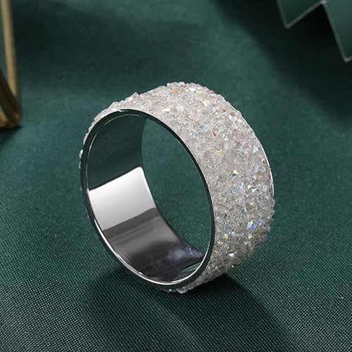 Serviettenringe 10 Stück Metall Serviettenschnallen Bling Strass Diamant Serviettenschnallen Servietten Ring für Hochzeitsfeier Abendessen Thanksgiving Jubiläum Tischdekoration -Silber + Weiße