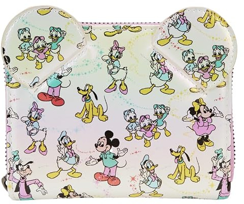 Loungefly Disney 100 Mickey and Friends Classic All Over Print Iridescent Zip Around Wallet
