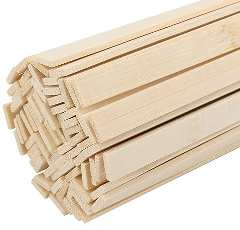 CHEUKYIU 200 Stück 40cm Bambus Holzstäbe Holzstäbchen Breit Bastelstäbchen Holz Natürliche Bambusstangen zum Basteln Bastelprojekte (40 cm Länge x 0,9 cm Breite x 0,2 cm Dicke)