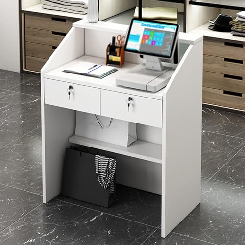 BBAUER Empfangstresen, Empfangstheke, Tresen für Kasse und Einzelhandel, Rezeptionstheke, für Office Boutique Spa Weiß