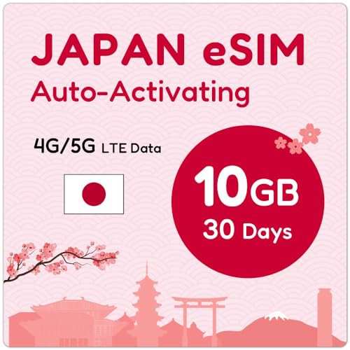 Japan eSIM 30 Days 10GB | Auto Activating | 5G Network With Tethering/HotSpot/Internet Sharing