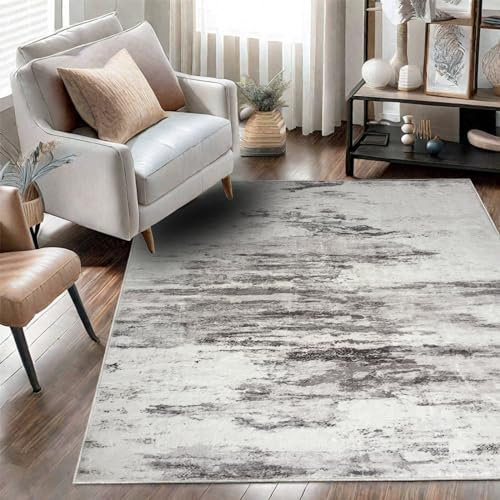 Safunion Teppich Wohnzimmer Großer Moderner Abstrakter Teppiche KurzFlor Weicher Carpet für Schlafzimmer (Abstraktes Elfenbein/Multi, 80 x 120 cm)