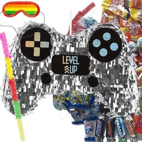 Pinata * GAMEPAD * mit/ohne Süßigkeiten, Brille und Stock | Spiel und Deko für Kindergeburtstag, Party und Hochzeit | Größe: 45x30x10cm | Piñata Geburtstag, Edition: Pinata mit Süssigkeiten