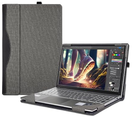 Laptop Cover Case for 16 inch Lenovo Yoga 7 2-in-1 16AHP9 /16IML9 G8 G7& Yoga Slim 7 Pro 16ACH6 16ARH7 16IAH7,PU Leather Protective Shell Detachable Bag Accessory (Light Grey)