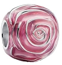 Feitery Pink Rose Charms Herz Anhänger Kompatibilität für Pandora Armband Geschenke zum Muttertag