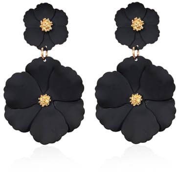 TOFBS Ohrringe Damen Mädchen Blumen Tropfen Lange Matte Metal Ohrringe Boho Vintage Blütenblatt Modeschmuck Geschenke Zubehör