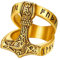 Supcare Goldener Ring für Herren Viking Thors Hammer Ring Luhn Rune Fingerring Männer Edelstahl Siegelring Punk Vintage Mjölnir Statement Ring Bandring mit Keltischer Knot Schmuck für Männer Jungen