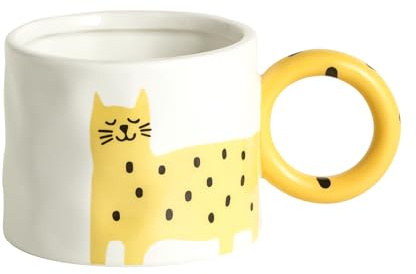 JIDOCB Creative Ceramic Mug with Special Handle, Cute Big Ear Green Coffee Mug(Cat)