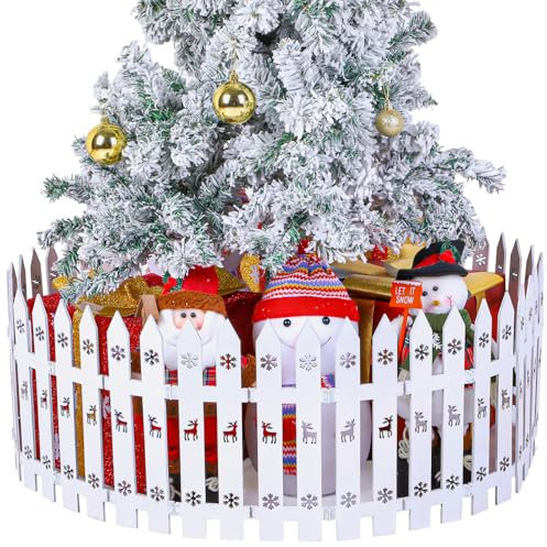 Sasylvia 18 Stück Weihnachtsbaumzäune, weiße Holz-Lattenzäune, Weihnachtsbaumtor-Dekorationen, Barriere für Zuhause, Innen- und Außenbereich, Garten, Hochzeit, Party, 30,5 cm hoch