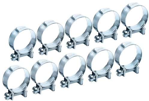 10Pcs Mini Fuel Line Pipe Hose Clamp Clips, T-Bolt Brake Hose Clamp, Fuel Injection Line Style, Heavy Duty Adjust Tube Clamps and Optional Size for Plumbing 14-16mm (Silver)