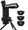 Cell Phone Camera Lens Kit, 4 in 1 Phone Lens Kit, 28x Telephoto Lens, 180° Fisheye Lens, 120° Super Wide-Angle Lens, 20x Macro Lens with Universal Clip for iPhone Android Smartphone