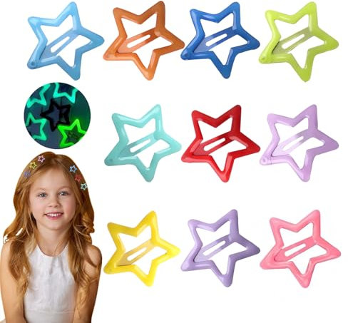ZWWOGE 10 Luminosi Stella Mollette Capelli Donna,Stella Bb Hairclips,Carino Stella Barrettes Delle Donne Semplice,Adatto per Feste,Tutti I Giorni,Accessori per Capelli per Donne,Adolescenti e Ragazze