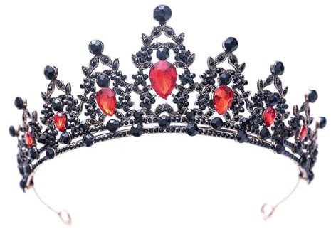Corona Mujer, Cristal Corona, Corona Gótica, Corona Vintage, Tiara Halloween, Corona Reina, corona barroca cristal, redondo reina corona, Corona de Tiara de Cristal (B)