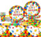 HEYOWUJ Building Block Party Tableware Set 61Pcs, Party Dinnerware Set for Kid's Birthday, Includes Plates, Cups, Napkins, Table Cloth, Multicolor Building Block Theme