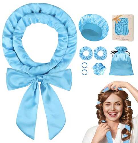 Ystrybo Satin Heatless Overnight Curls, Lockenwickler Über Nacht Locken Ohne Hitze für Volumen Lange Haare, Heatless Curls Band Lockenband - Locken Über Nacht, 8 PCS Lockenwickler DIY Hair Curler Set