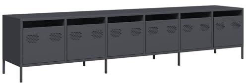 vidaXL Meuble TV Anthracite 202x39x43,5 cm Acier laminé à Froid, Banc TV, Meuble métallique, Meuble multimédia, Buffet TV, Meuble HiFi