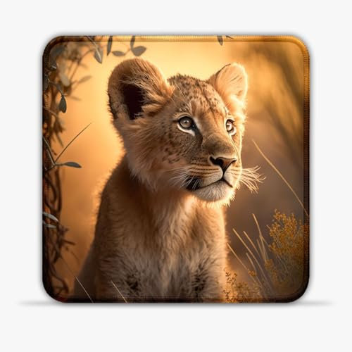 LJSPTU Gaming-Mauspad L?wenbaby (20,3 cm) Mauspad aus SU-Stoff Computer-Mauspad mit Rutschfester Gummiunterseite kompatibel mit Laser- und optischen M?usen