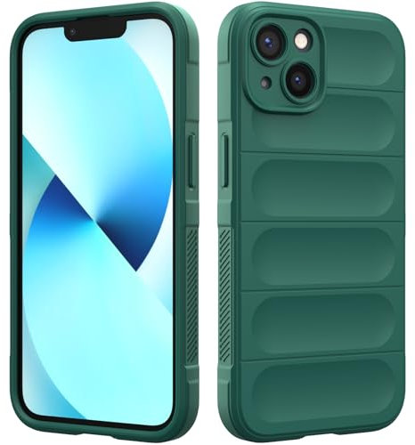 Custodia Compatibile con iPhone 13, Silicone Custodia per Tutto il Corpo, Copertura Antiurto con Fotocamera Protettivo, Cover Morbida al Tatto - Verde Scuro