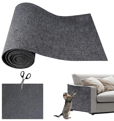 KDISHKRA 300cmx40cm Självhäftande Krammatta, DIY Krambräda, Friturklippbar, Kramskydd Soffa för Katt, Möbelkramskydd Kattkrammatta för Kramstolpe, Kattorn, Väggar (Mörkgrå)
