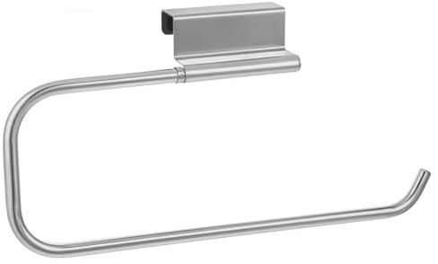 Xindojuz Paper Towel Holder for Cabinet Door, 12.4 Inches RV Camper Paper Towel Holder Hanger Rack Under Sink Tissue Towels Storage and Dispenser for Wall, Bathroom, Kitchen, Laundry Room (Silver)