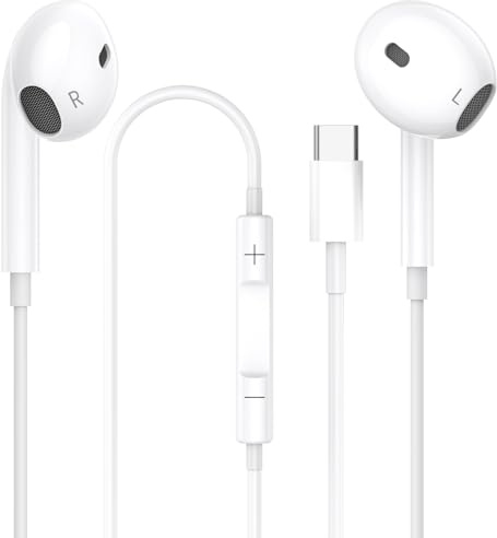 USB C Headphones,Type C Earphones Wired for iPhone 16 HiFi Stereo Noise Earbuds reduction with Mic&Volume Control,for Samsung Galaxy S23 S22 S21 S20,iPhone 15/16/Pro,Google Pixel,OnePlus