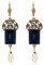 Jugendstil Ohrringe Blau Gold Marken Kristalle Montana NOBEL SCHMUCK