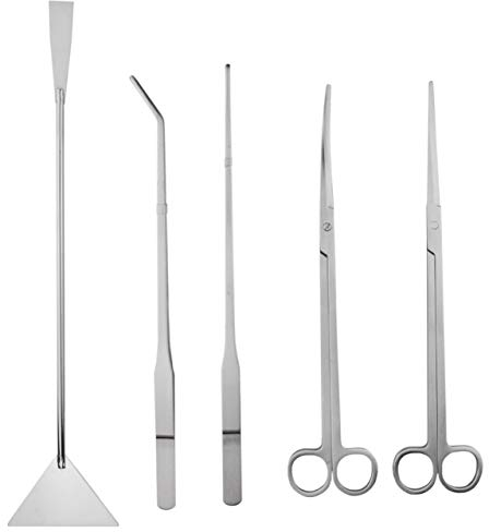 Stainless Steel Aquarium Aquascaping Kit Aquarium Tank Aquatic Plant Tools Sets Tweezers Scissor Spatula - 5 Tools